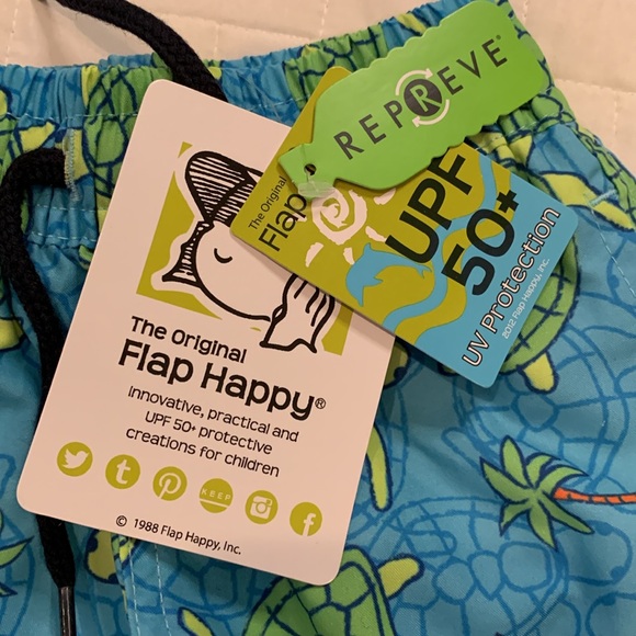NWT Flap Happy Swim Trunks, Blue & Green Turtle Design, Boys Size 12M - Picture 3 of 10